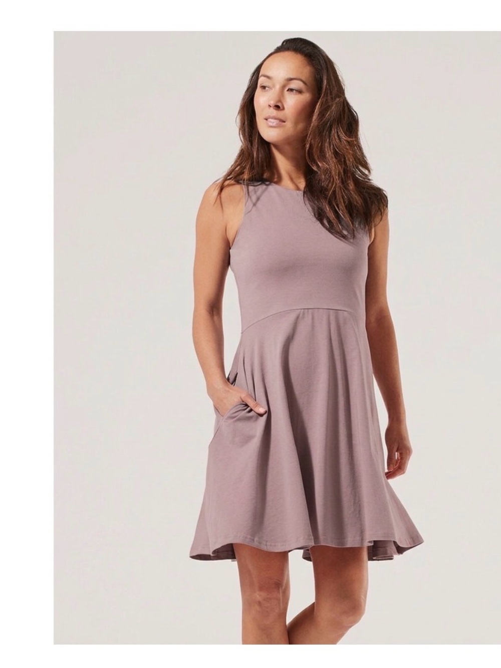 Pact Organic Cotton Fit & Flare Tank Skater Dress Sz M Stretch Athleisure